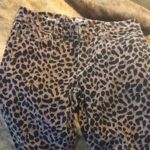 LOFT Women's Skinny Jeans - Leopard Print Black and Brown